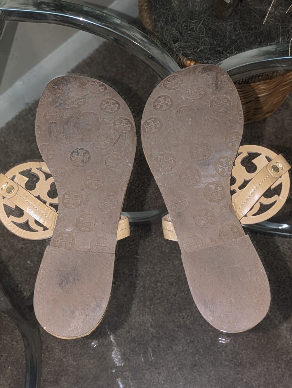 Tory Burch Miller Logo Thong Sandals in Nude - Picture 6 of 8